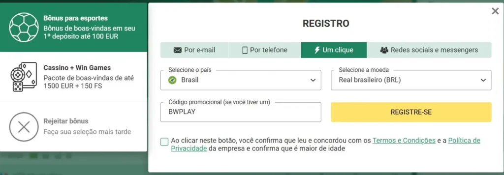 Ganhe 50 reais para apostar